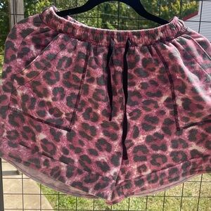 Zenana Outfitters Pink Leopard Print Athletic Shorts